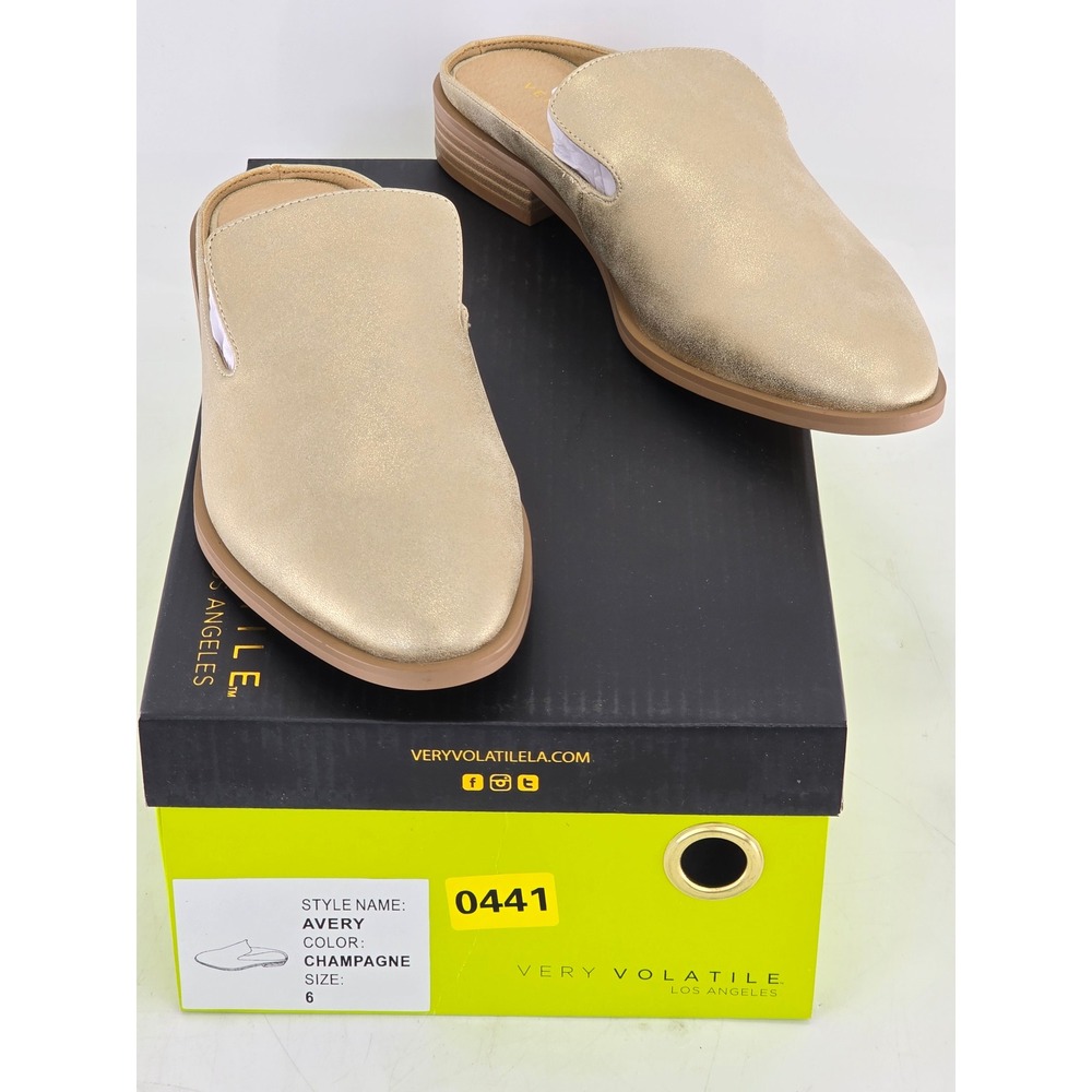 Very Volatile Avery Mules Womens 6 Champagne Gold Metallic Slip On - New